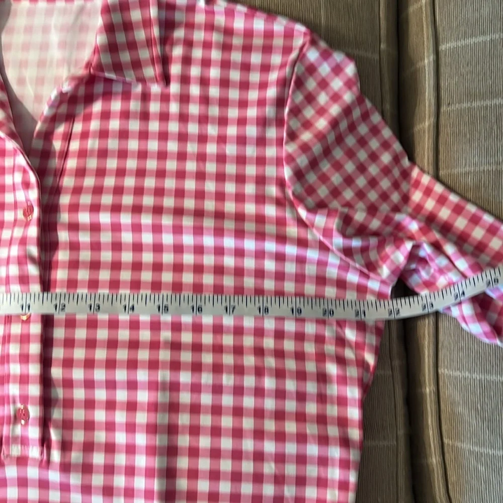 J. McLaughlin (2 dresses) Pink Gingham & Tan Check Shirt Dresses - Picture 7 of 10